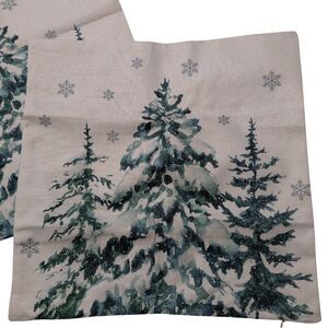🌲 Set of 2 Winter Pine Tree Snowflake Throw Pillow Covers 16x16